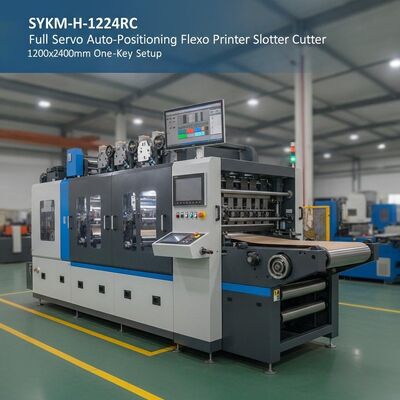 SYKM-H-1224RC Servo completo de posicionamento automático Flexo Printer Slotter Die Cutter 1200x2400mm Configuração de uma tecla